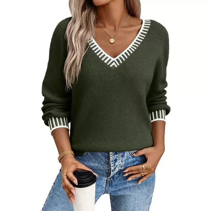 Womens Sweaters Long Sleeve V neck Warm Pullover Knit Tops 2025 Casual Trendy Soft Comfort Lightweight