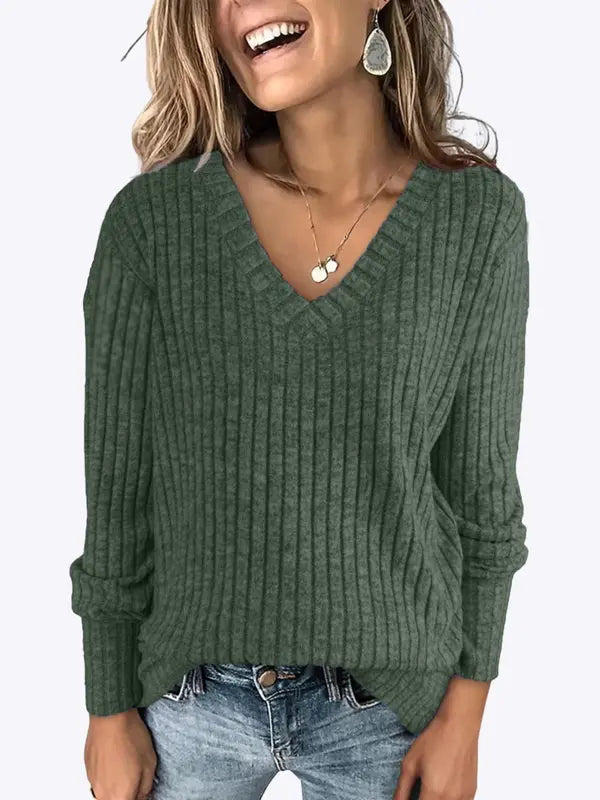 Women's Casual V-neck Classic Comfort Wool Sweater