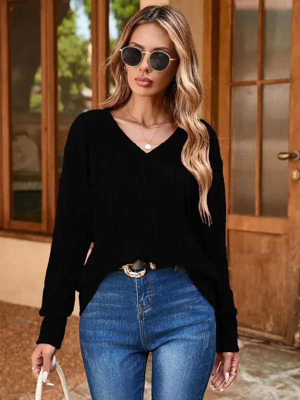 Women's Casual V-neck Classic Comfort Wool Sweater