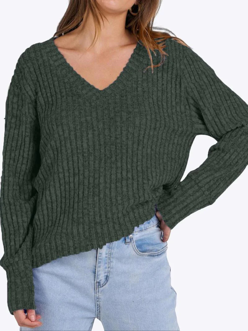 Women's Casual V-neck Classic Comfort Wool Sweater