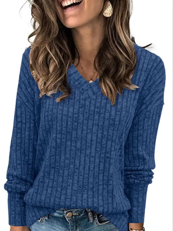 Women's Casual V-neck Classic Comfort Wool Sweater