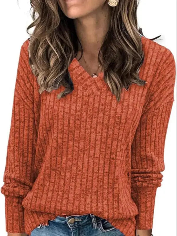 Women's Casual V-neck Classic Comfort Wool Sweater