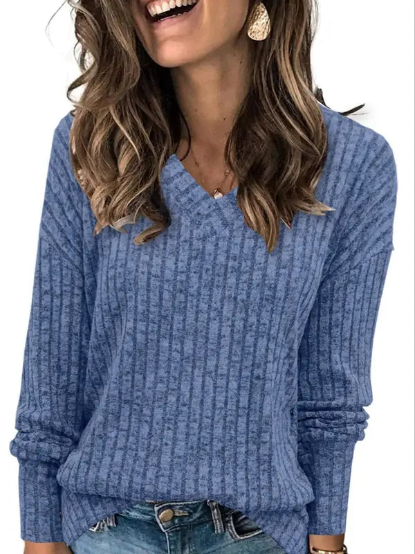 Women's Casual V-neck Classic Comfort Wool Sweater